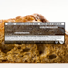 Cargar imagen en el visor de la galería, Caviaroli Pasta Pura de Oliva Verde 70g en envase negro con etiqueta informativa.