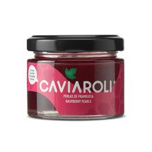 Cargar imagen en el visor de la galería, Frasco de vidrio con perlas de frambuesa Caviaroli de 50g.