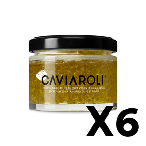 Caja 6 ud - Caviaroli Aceite de oliva virgen con Albahaca 50g