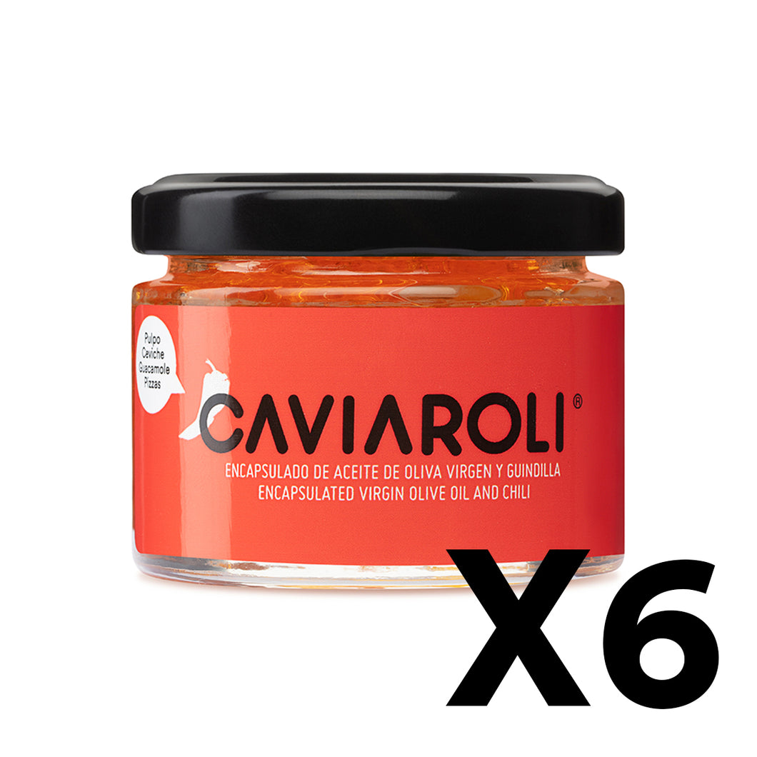Caja 6 ud - Caviaroli Aceite de oliva virgen con Guindilla 50g